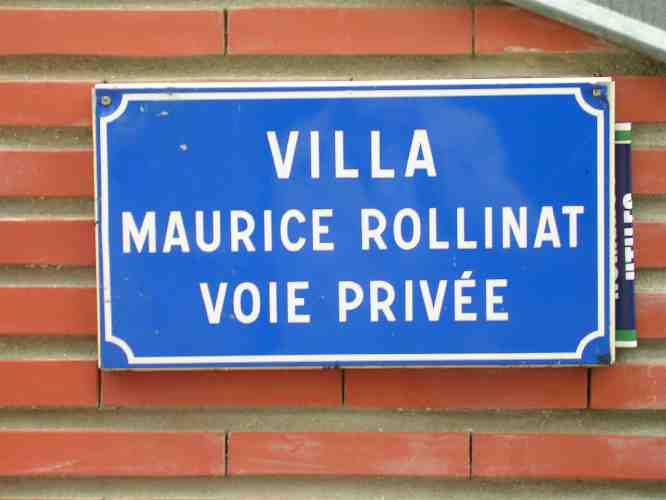 Plaque de la Villa Maurice Rollinat  Paris.